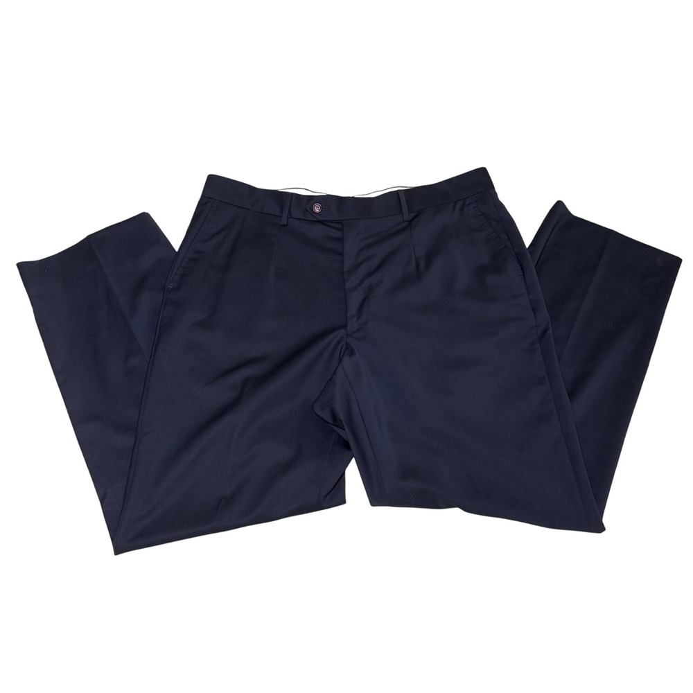 Giorgio's of Palm Beach Navy Blue 100% Lana Wool Pleated Dress Pants Mens 38x30
